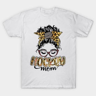 Hockey Mom Messy Bun   Hockey Mama Leopard T-Shirt